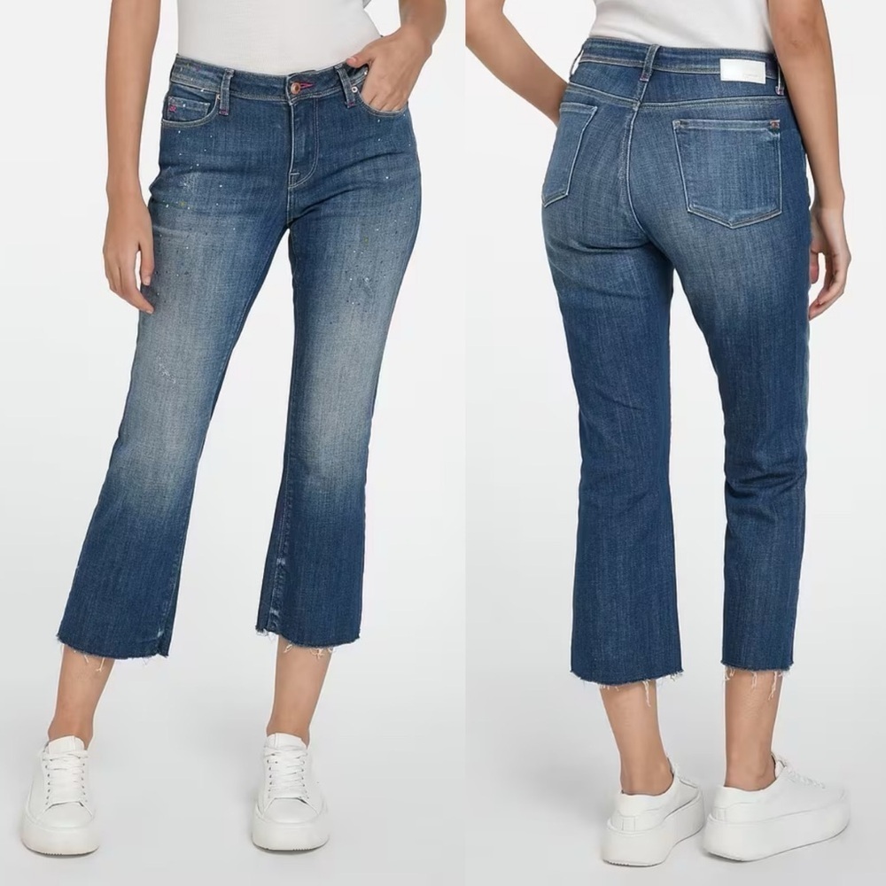 New Raffaello Rossi Vic 6/8 Cropped Dots Jeans Blue Denim NWT Women’s Size 4